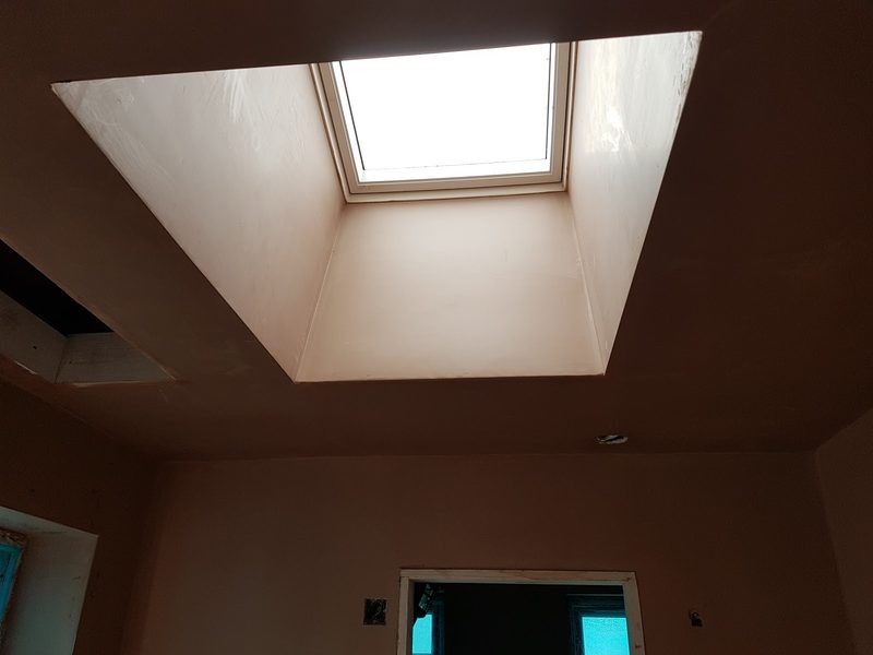 Ceiling and roof light reveals skimmed by CT2 Plastering & Rendering, Orpington