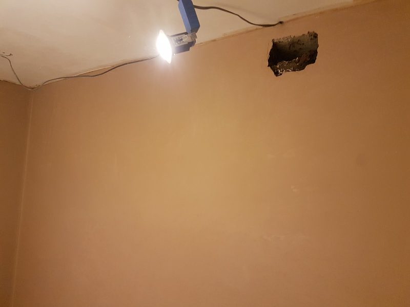 Wall skimmed and ready for patching around fittings by CT2 Plastering & Rendering, Orpington