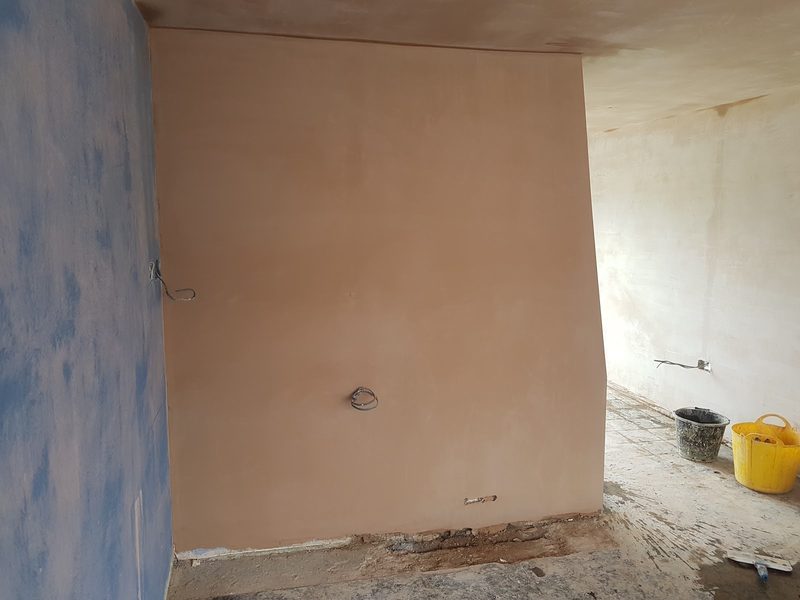 Kitchen wall re-plastered – smooth finish by CT2 Plastering & Rendering, Orpington