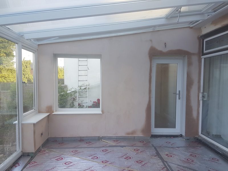 Conservatory converted – walls plastered by CT2 Plastering & Rendering, Orpington