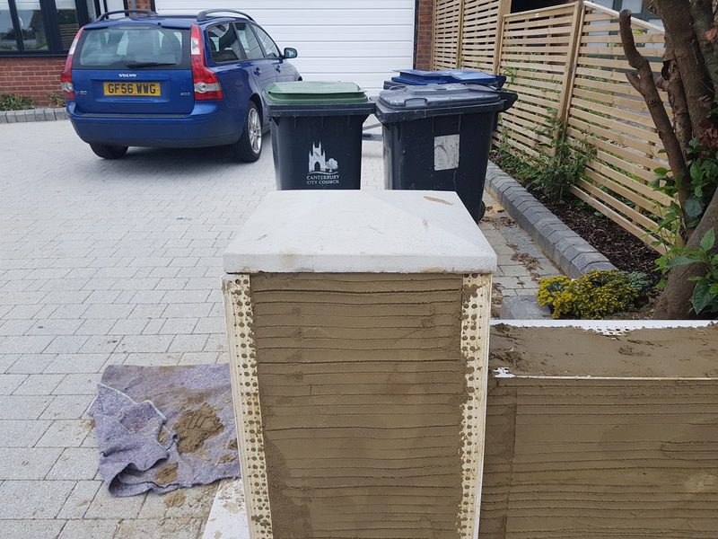 Rendered front garden wall and pier – scratch coat by CT2 Plastering & Rendering, Orpington