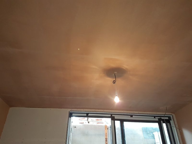 Living room ceiling re-skimmed by CT2 Plastering & Rendering, Orpington